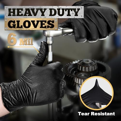TitanFlex Heavy Duty Black Nitrile Gloves, 6 Mil, Fully Textured, Mechanic - Image 3