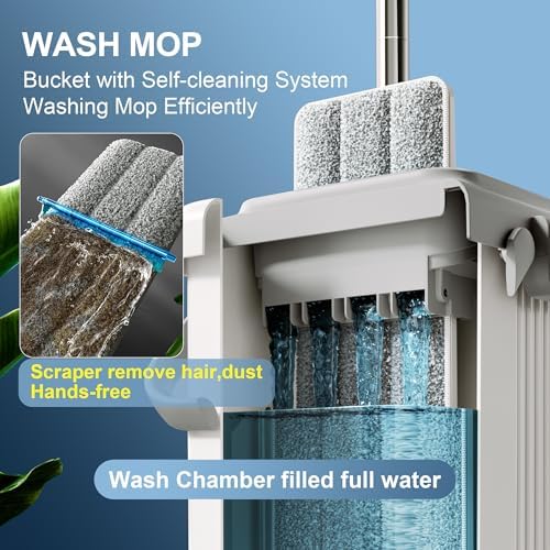 JOYMOOP Mop and Bucket Set for Commercial, 5 Microfiber Pads - Image 2