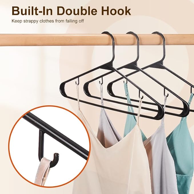HOUSE DAY Black Plastic Hangers 200 Pack, Slim Space-Saving Clothes Hangers | - Image 3
