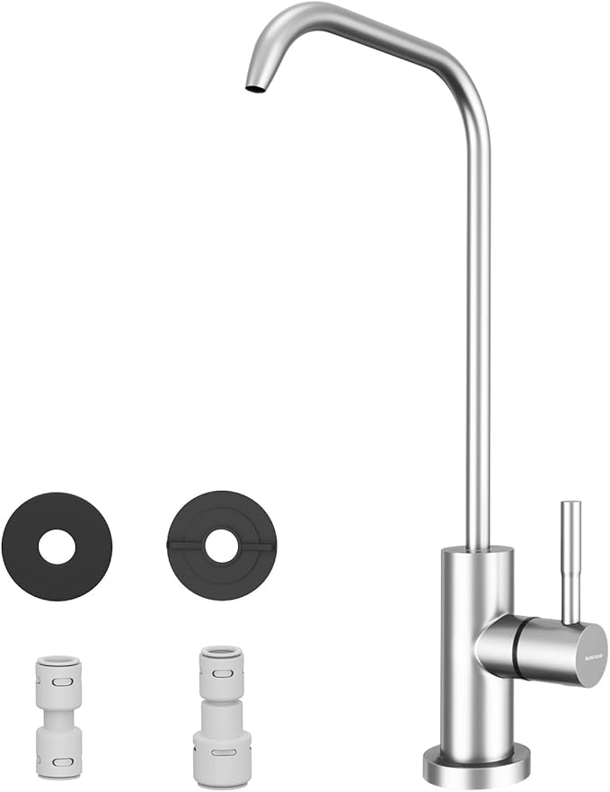 WEWE RO Drinking Water Faucet, Brushed Nickel, 1/4" & 3/8" Connectors | by WEWE