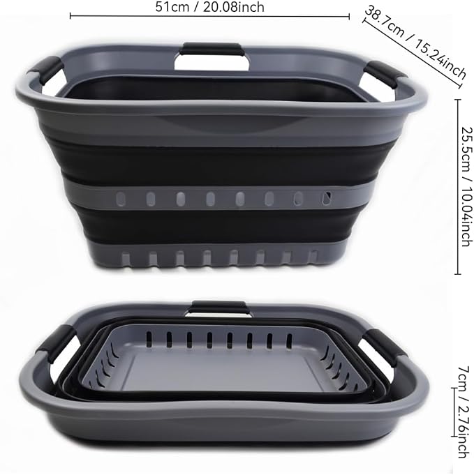 SAMMART Set of 2-30L Collapsible Plastic Laundry Basket - Image 4