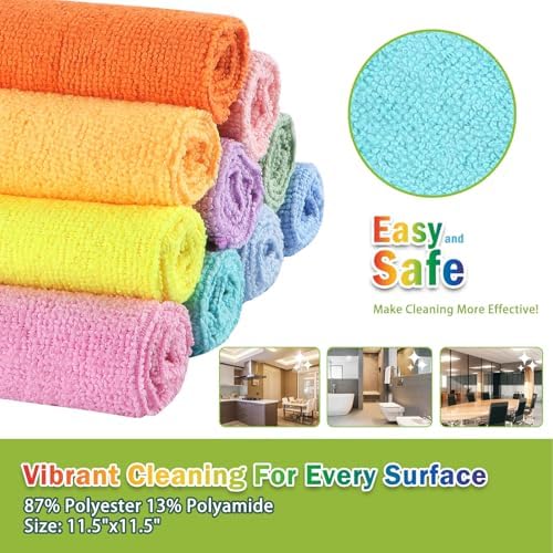 AIDEA Microfiber Cleaning Cloth-20PK, Microfiber Towels, 11.5"×11.5" - Image 6