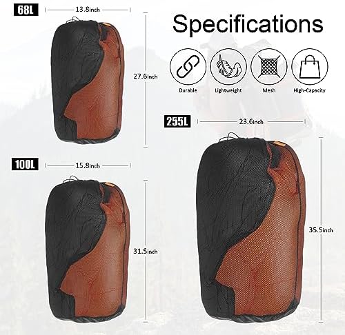 2Pcs 100L Mesh Sleeping Bag Storage Sack Stuff Sack, Tear-Resistant Polyester - Image 2