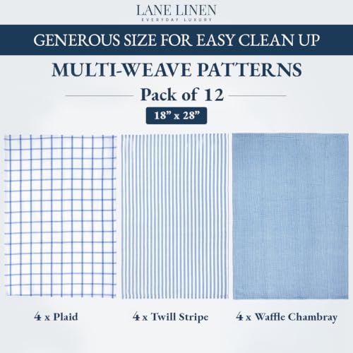 LANE LINEN Dish Towels Set of 12-18” x 28” Soft, Absorbent Cotton Kitchen Towels - Image 3