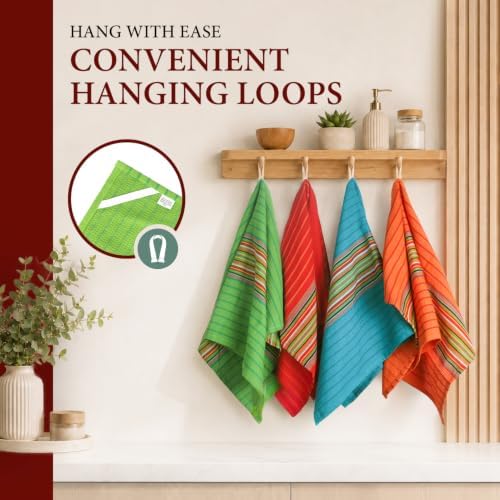 100% Cotton Salsa Kitchen Towels – 8 Pack Dish Towels, Kitchen Cleaning & Drying - Image 5