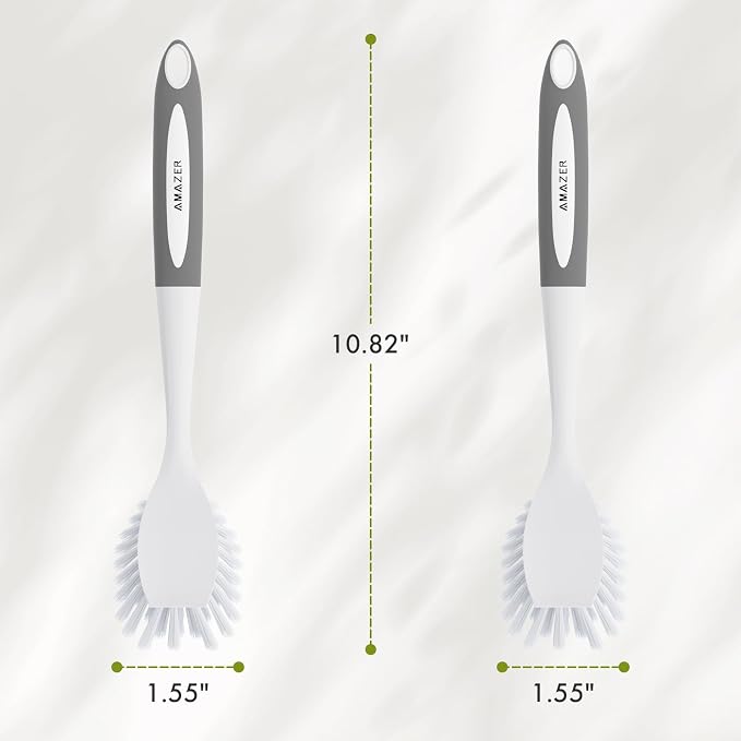 Dish Brush with Handle, 2 Pack Kitchen Scrub Brushes - Image 4