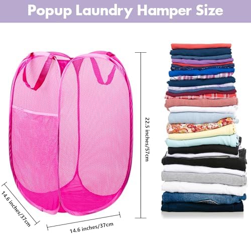 Pop Up Laundry Hamper, 70 L Collapsible Mesh Basket - Image 2