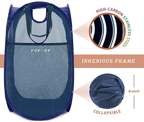 HOUSE AGAIN 2Pack Strong Mesh Pop Up Laundry Hamper, 70L Collapsible Laundry - Image 3