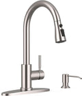 WEWE Kitchen Faucet with Soap Dispenser Set, Brushed Nickel | 3-Mode Sprayer by WEWE