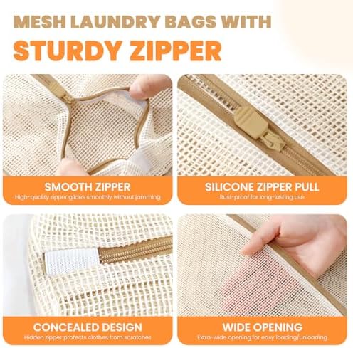 ABRRLO 4Pcs Large Cotton Mesh Laundry Bags - Image 2