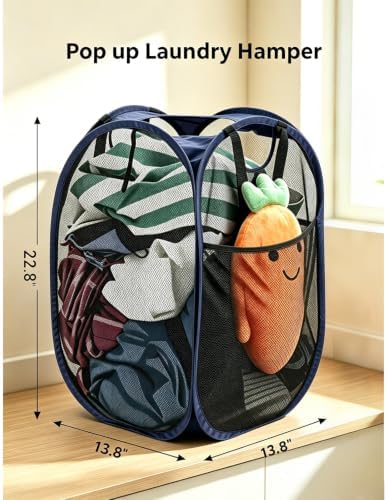 HOUSE AGAIN 2Pack Strong Mesh Pop Up Laundry Hamper, 70L Collapsible Laundry - Image 2