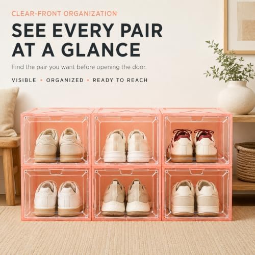 Pink Magnetic Closure Multi-Purpose Storage Box Thickened Rigid Stackable Shoe - Image 2
