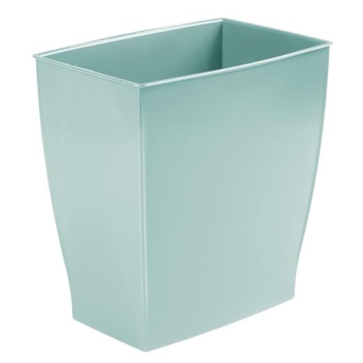 iDesign Small Plastic Bathroom Trash Can, Slim Rectangle Soft Aqua Blue | by iDesign