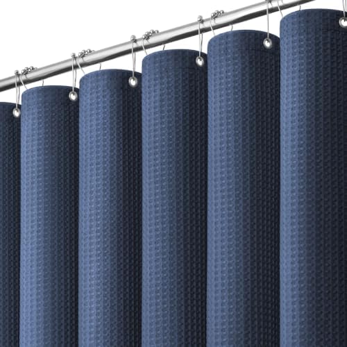 Dynamene Long Waffle Shower Curtain 256 GSM Heavy Fabric 72x78 Navy Blue by Dynamene