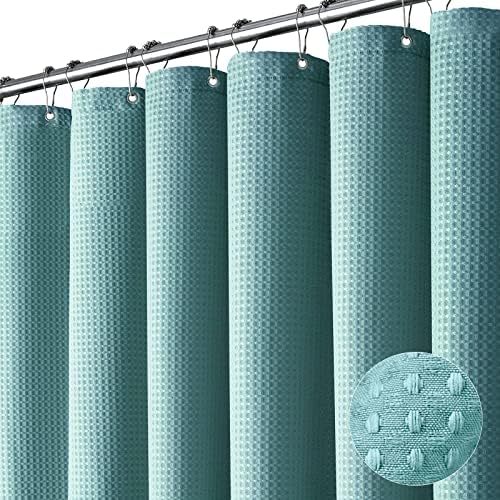 Dynamene Stall Waffle Shower Curtain 256 GSM Heavy 54"x78" Teal/Turquoise by Dynamene