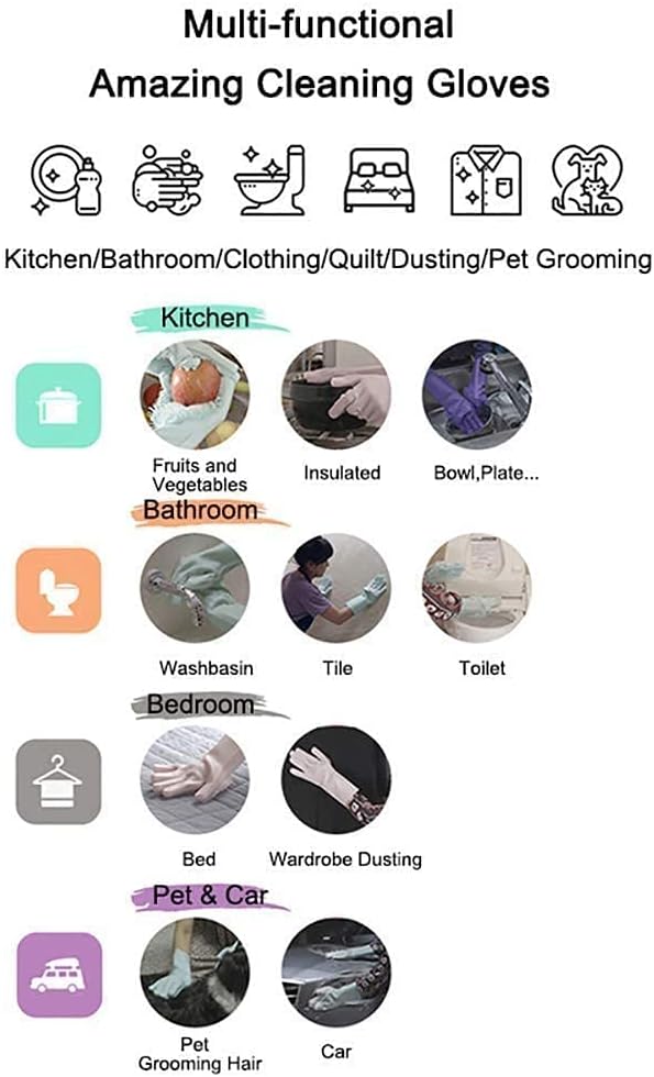 Silicone Dishwashing Gloves, Pet Grooming Rubber Scrubbing - Image 7