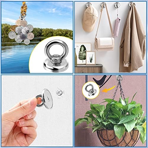 VNDUEEY Magnetic Hooks Heavy Duty 6 Pack, 60 LBS Rare Earth Magnets - Image 2