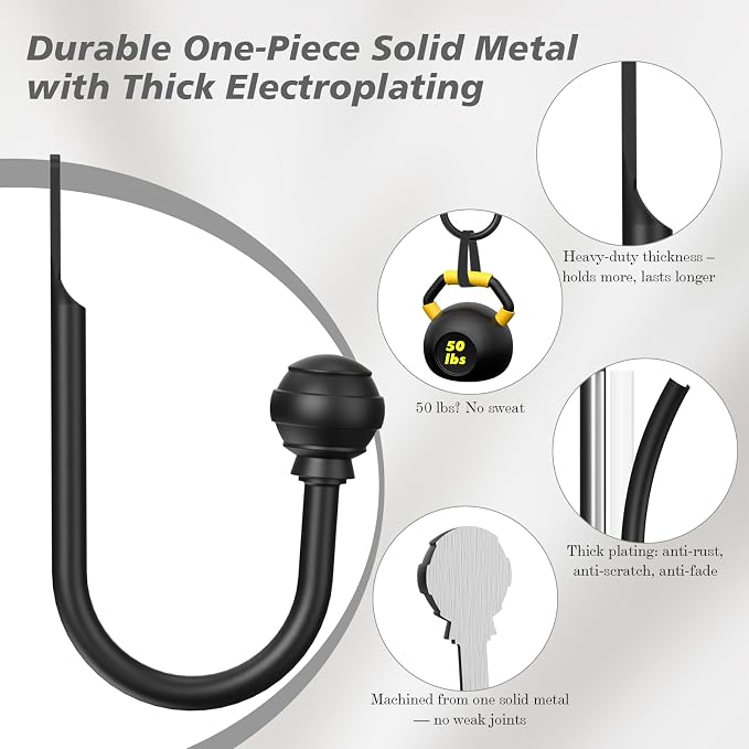 Hion Curtain Holdbacks Black 2pcs, Curtain Tiebacks Wall Mounted Hooks | - Image 3