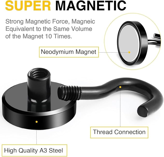 DIYMAG Magnetic Hooks, 50lbs Heavy Duty Magnets - Image 3
