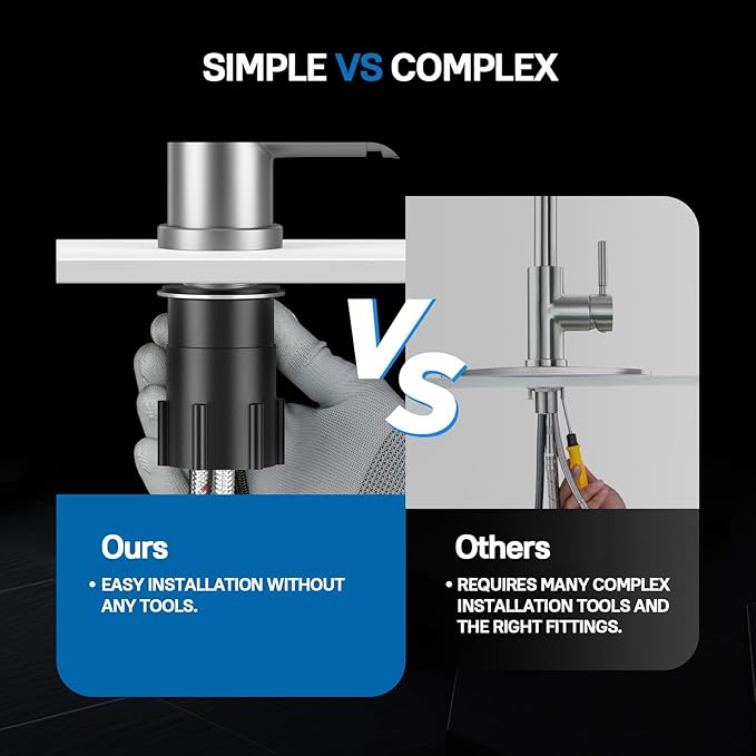 WEWE High-Arc Pull-Down Kitchen Faucet, Brushed Nickel, 3-Mode Sprayer | Soft - Image 6