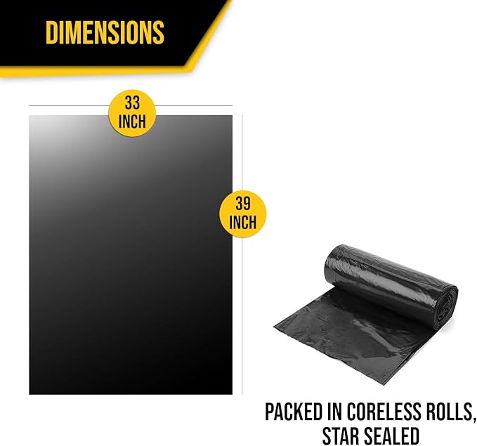 Aluf Plastics 33 Gallon 1.25 MIL Black Heavy Duty Trash Bags - Image 8