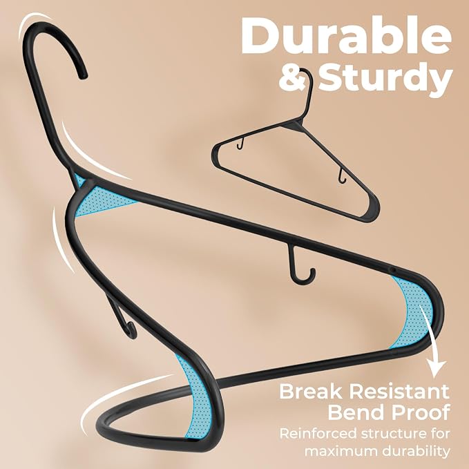 HOUSE DAY Black Plastic Hangers 100 Pack, Slim Space-Saving Clothes Hangers | - Image 6