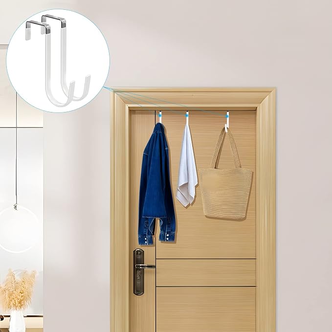 FYY Over the Door Hooks, Single-Hanger 6 Pack, Fits Doors 1 3/8" White | Heavy - Image 6