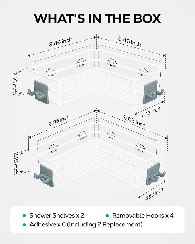 Nieifi Corner Shower Shelves, Adhesive Shower Caddy, Bathroom Organization - Image 7