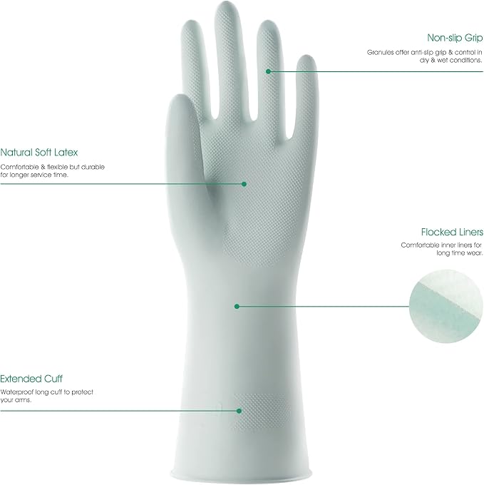 COOLJOB Small Reusable Rubber Dishwashing Cleaning Gloves - Image 2