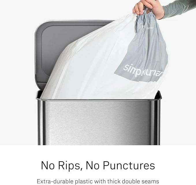 simplehuman Code H 100 Count Custom Fit Liners, Drawstring Kitchen Trash Bags - Image 3