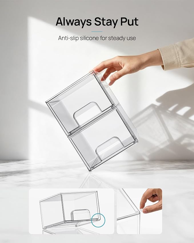 Vtopmart 6 Pack Small Clear Stackable Storage Drawers - Image 6