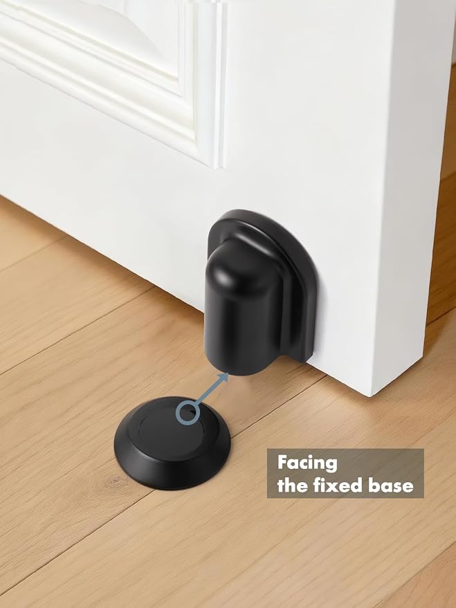 4 Pack Black Door Stopper Magnetic Door Cathc Matte Black Floor Mounted Door - Image 4