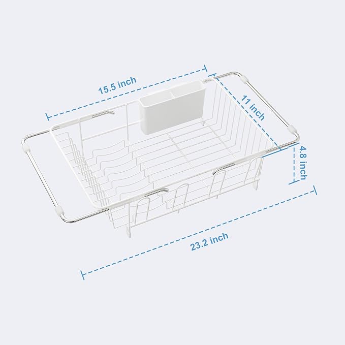 JASIWAY White Dish Drying Rack in Sink, Dish Drainer - Image 7