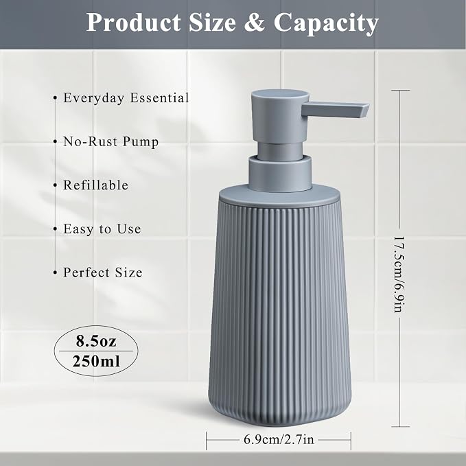 Gray 2 Pack Hand Soap Dispensers Set | - Image 6