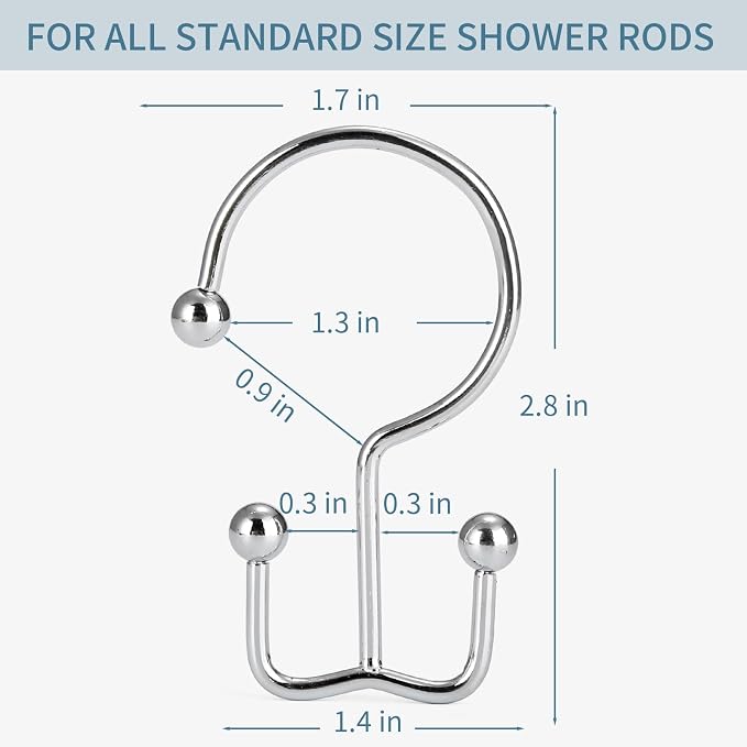 24 Pcs Shower Curtain Hooks, Goowin Shower Curtain Rings, Durable Silver Shower - Image 5