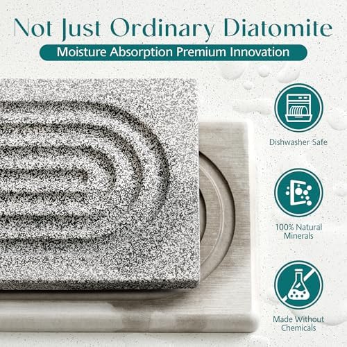 Eormoe Stone Kitchen Sink Faucet Mat, Premium Upgraded Food Grade Diatomite - Image 4