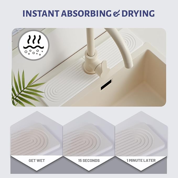 Stone Faucet Mat for Kitchen Sink, Faucet Mat Fast Drying Diatomite | Sink - Image 4