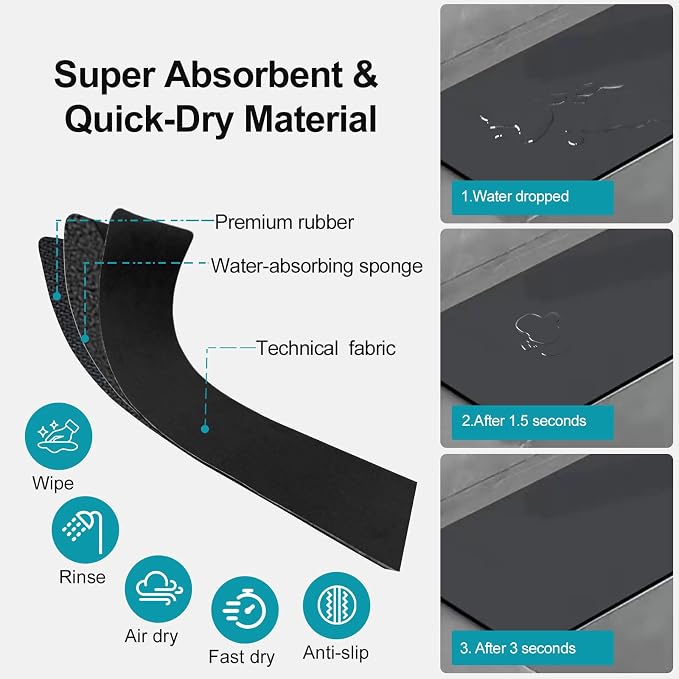 Customizable Kitchen Sink Faucet Mat: 30"Lx5.5"W Absorbent Splash Guard | - Image 4