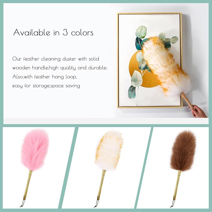 Lambswool Duster 14'' Length Solid Wooden Handle Leather Hang Strap - Image 6
