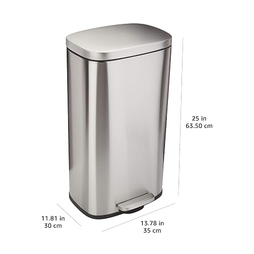 Amazon Basics MEDIUM Trash Can, 7.9 Gallon, Smudge Resistant Rectangular Bin - Image 3