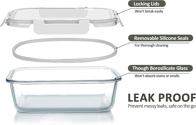 M MCIRCO 80 oz & 36 oz Extra Large Glass Food Storage Containers - Image 3