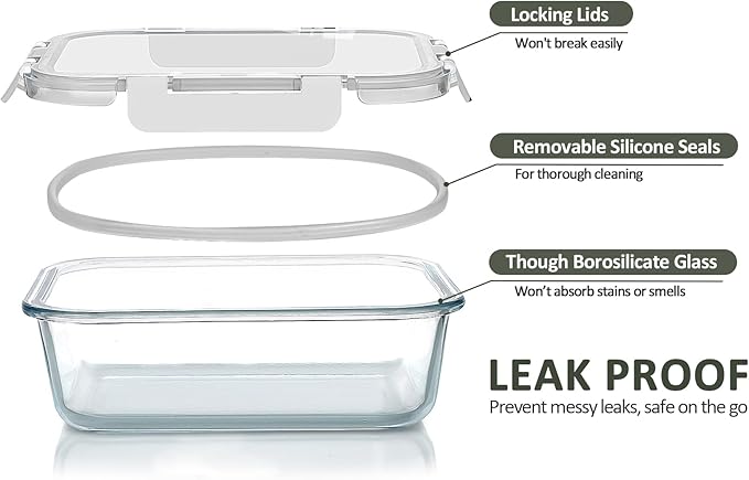 M MCIRCO 10 Pack, 22 oz Glass Food Storage Containers - Image 3