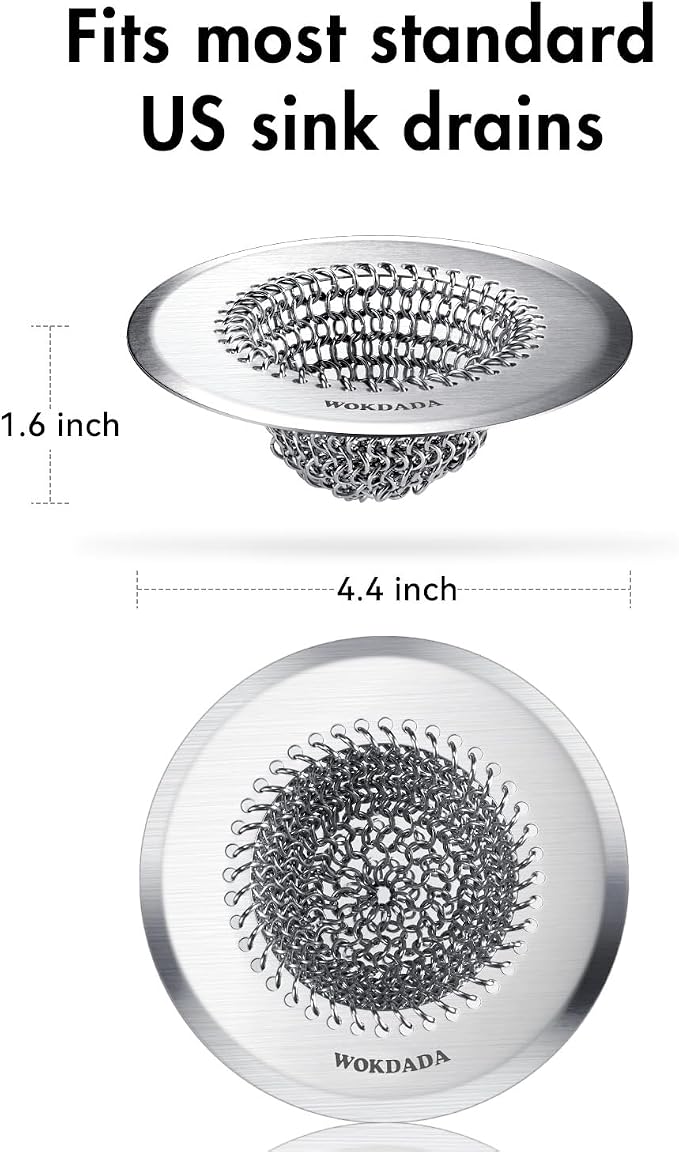 4 Pack Kitchen Sink Drain Strainer, Patented Reversible Chain Mesh Basket - Image 6