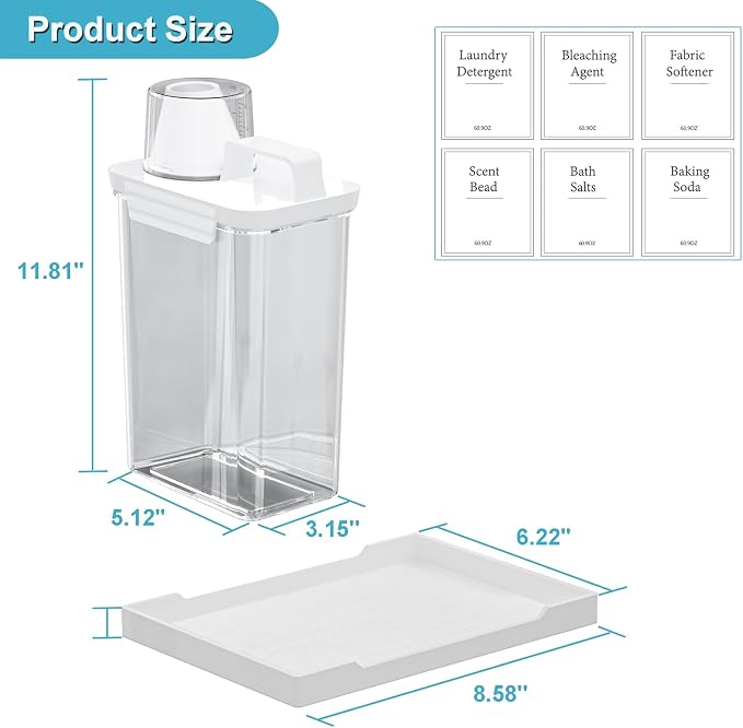 61OZ Laundry Detergent Dispenser Container, 2 Pack Liquid Laundry Dispenser - Image 6