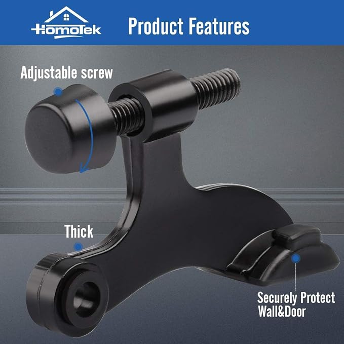 HOMOTEK 48 Pack Hinge Pin Black Door Stopper, Adjustable Deluxe Heavy Duty Door - Image 2