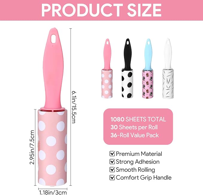 36 Pcs Mini Lint Roller for Clothes Travel Size, Travel Lint Roller for Clothes - Image 3