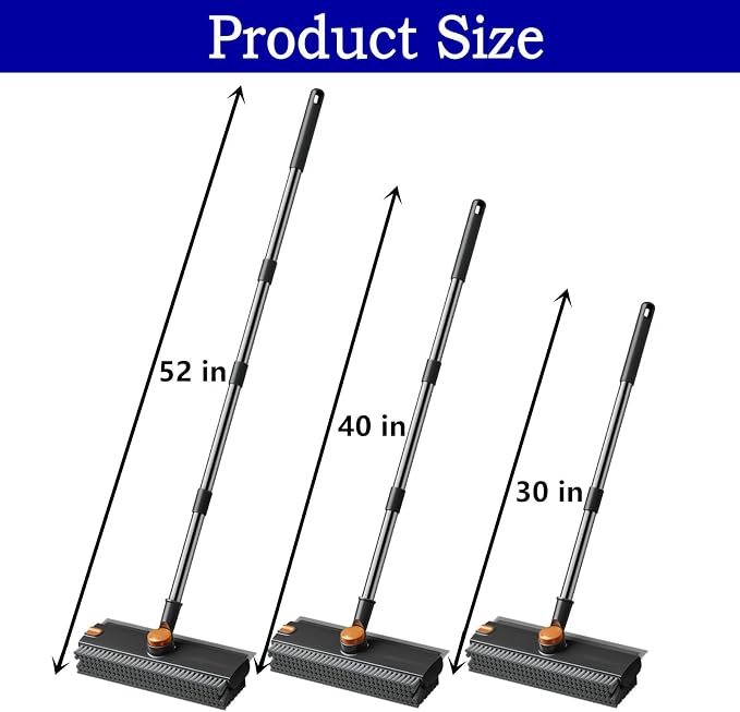 Floor Scrub Brush with Squeegee Long Handle 3 in 1 tub Brush 52'' 2026 Upgraded - Image 6