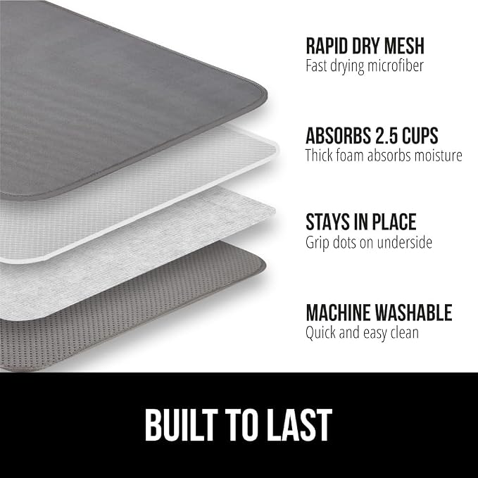 GORILLA GRIP Ultra Water Absorbent Microfiber Dish Drying Mat, 18x24 2 PK - Image 2