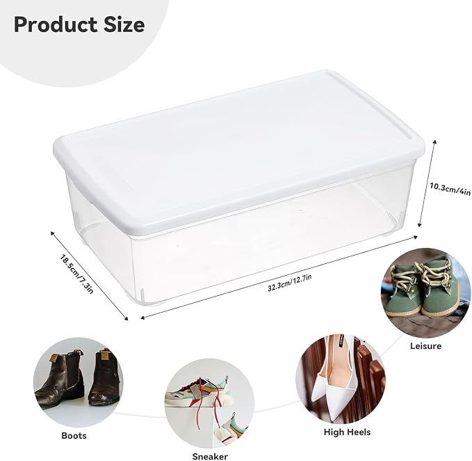 novelinks 12 Pack 6 Quart Clear Plastic Shoe Storage Bins - Image 2
