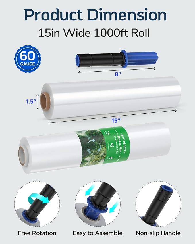 Stretch Warp Film- FugaCity 3 Pack Heavy Duty Shrink Wrap Roll - Image 5